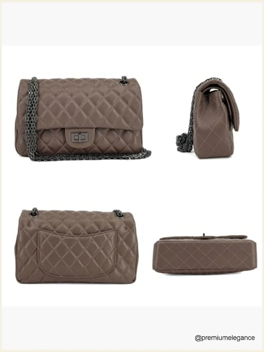 Quilted Lambskin Leather Crossbody Bag with Chain Strap Adjustable Flap Purse
